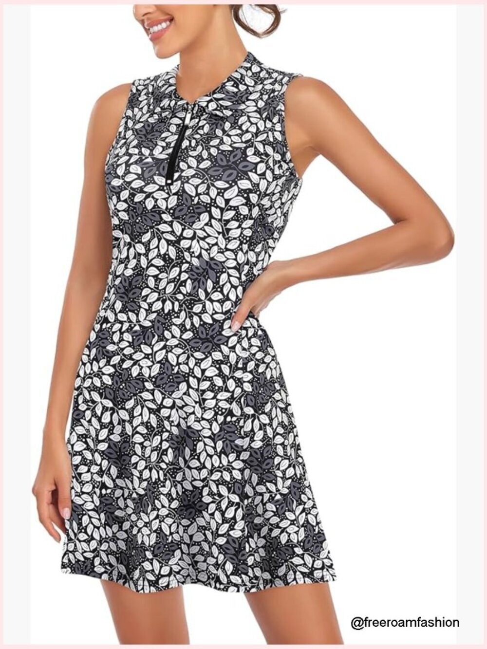 Sleeveless Zip Up Tennis Golf Dress with Shorts Activewear